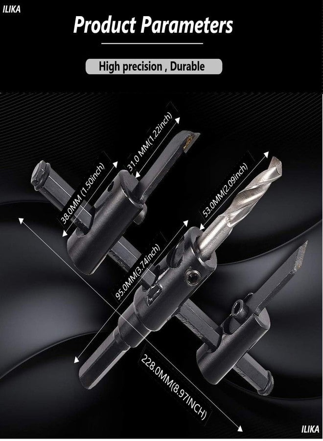 ILIKA Adjustable Alloy Steel Metal Wood Kit Hole Saw Drill Bit DIY Tool 30-200mm, Black - Image 3